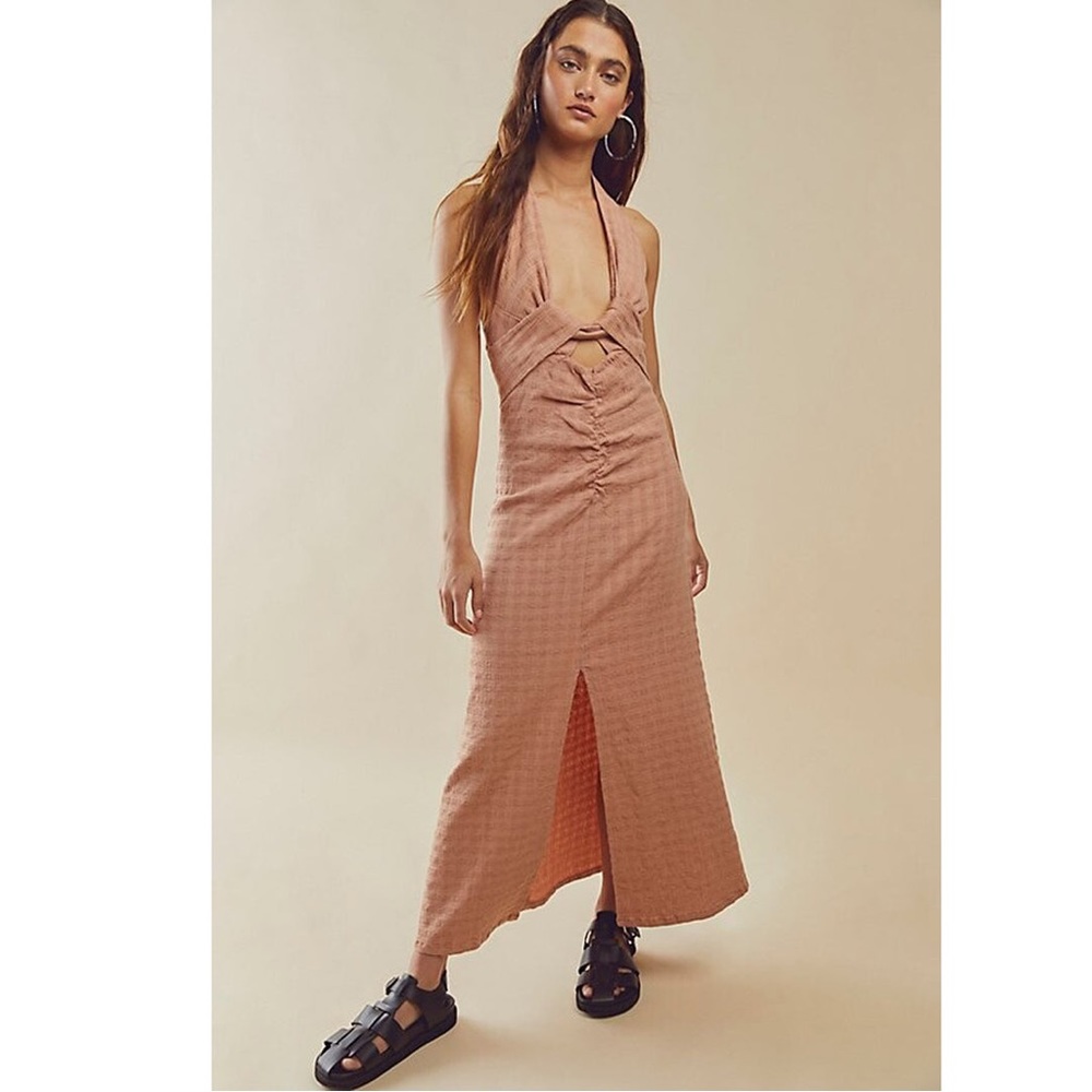 Free People Endless Summer Nya Draped Cutouts Halter Maxi Dress  Size S